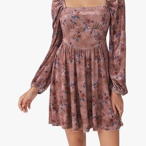 Cider Vintage Floral Velvet Mini Dress XL New